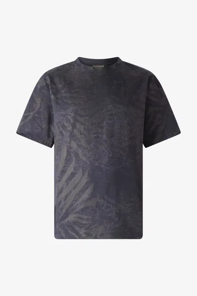 Roberto Cavalli T-shirt With Animal Print In Black Grey Lamina