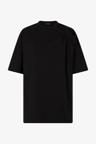 Roberto Cavalli T-shirt With Cut-out And Tiger Head In Black