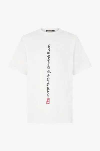 Roberto Cavalli T-shirt With Dragons And Logo In White
