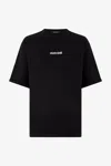 Roberto Cavalli T-shirt With Embroidered Logo In Black