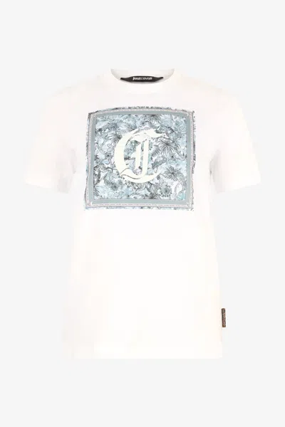Roberto Cavalli T-shirt With Graphic And Jc Monogram In White