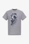 Roberto Cavalli T-shirt With Horse Logo And Print In Gray
