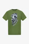 Roberto Cavalli T-shirt With Horse Logo And Print In Green
