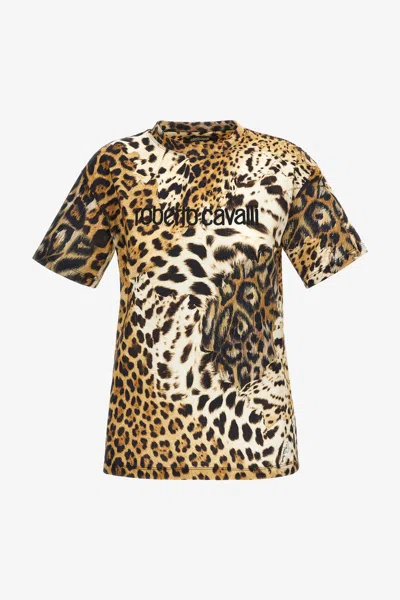 ROBERTO CAVALLI T-SHIRT WITH JAGUAR SKIN PRINT