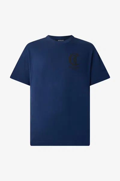 Roberto Cavalli T-shirt With Jc Monogram In Dark Blue