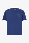 Roberto Cavalli T-shirt With Jc Monogram In Dark Blue