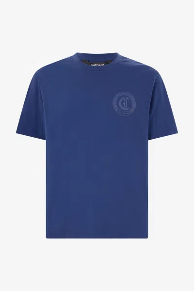 Roberto Cavalli T-shirt With Jc Monogram In Dark Blue