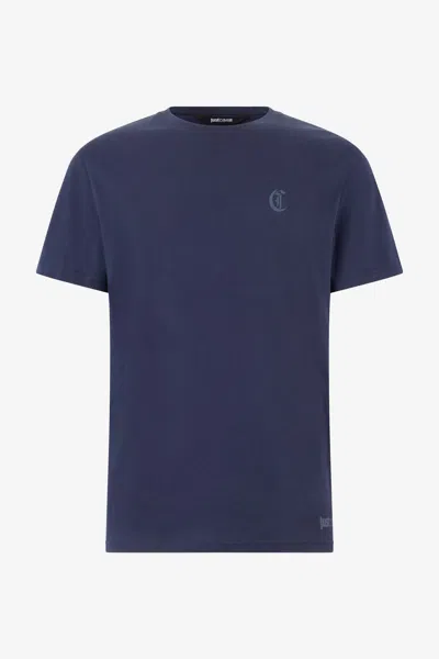 Roberto Cavalli T-shirt With Jc Monogram In Dark Blue