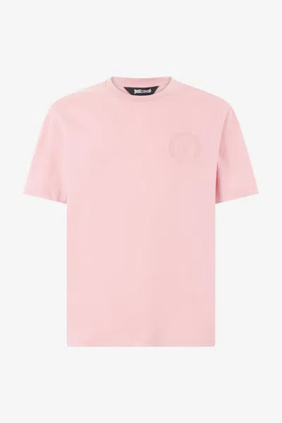 Roberto Cavalli T-shirt With Jc Monogram In Pink