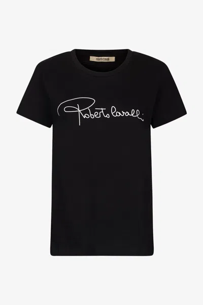Roberto Cavalli T-shirt With Lettering In Black