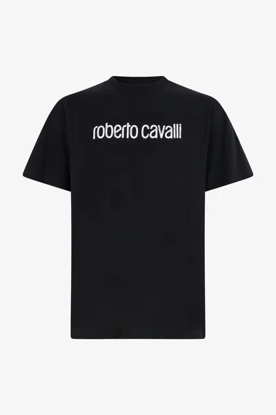 Roberto Cavalli T-shirt With Lettering In Black