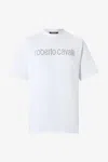 Roberto Cavalli T-shirt With Logo And Mini Studs In White