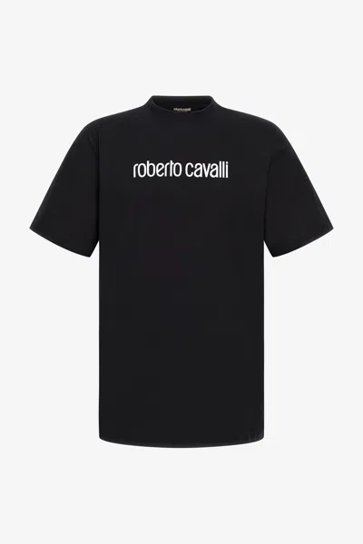 ROBERTO CAVALLI SCHWARZES T-SHIRT MIT LOGO