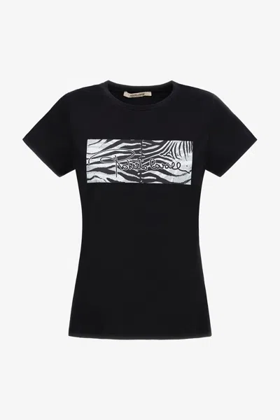 Roberto Cavalli T-shirt With Logo In Black