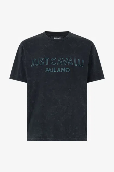 Roberto Cavalli T-shirt With Logo In Black