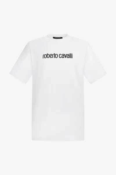 ROBERTO CAVALLI WEISSES T-SHIRT MIT LOGO