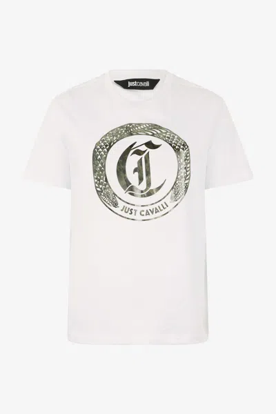 Roberto Cavalli T-shirt With Monogram Jc In White