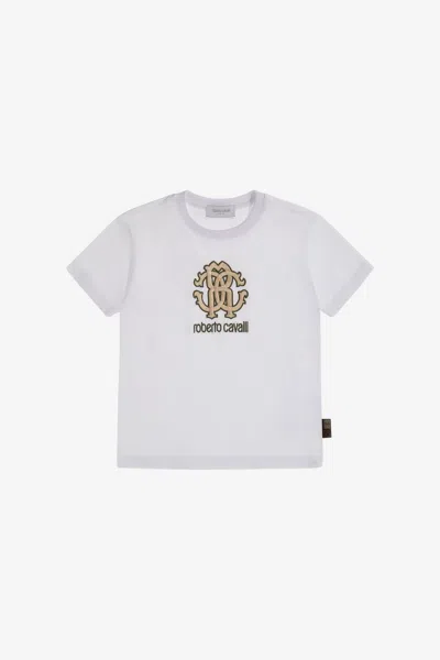 Roberto Cavalli T-shirt With Monogram Rc In White