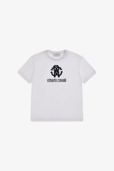 Roberto Cavalli T-shirt With Monogram Rc In White