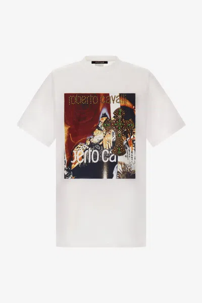Roberto Cavalli T-shirt With Printed Logo In White