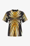 Roberto Cavalli T-shirt With Ray Of Gold Print In Gold