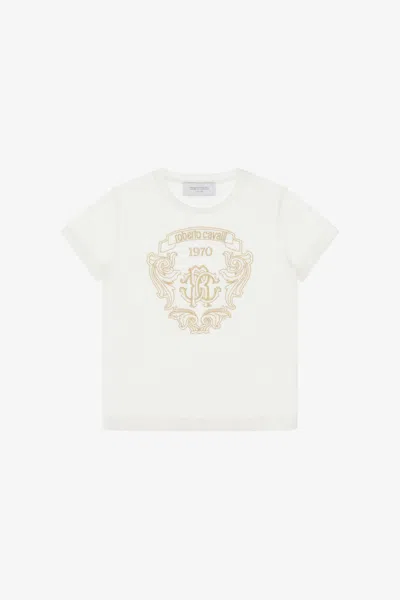 Roberto Cavalli T-shirt With Rc Logo In White
