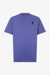 Roberto Cavalli T-shirt With Monogram Rc Embroidery And Logo In Navy