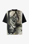 Roberto Cavalli Rose-print T-shirt In Black/white