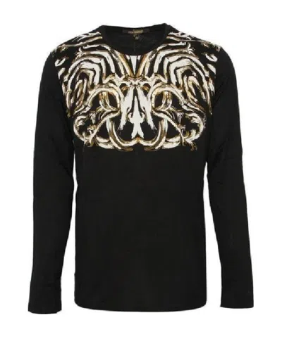 Roberto Cavalli T-shirt With Round Neck And Long Sleeves In Black