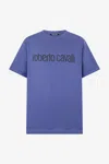 Roberto Cavalli T-shirt With Used Logo In Navy