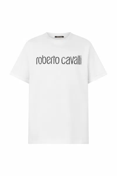 Roberto Cavalli T-shirt With Used Logo In White