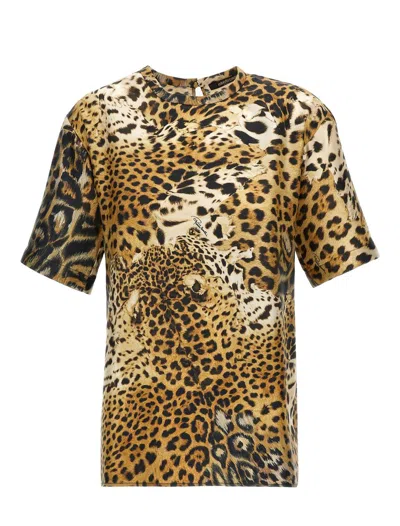 Roberto Cavalli Multicolour Jaguaro T-shirt In Neutrals