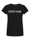 Roberto Cavalli Logo-embroidered T-shirt In Black
