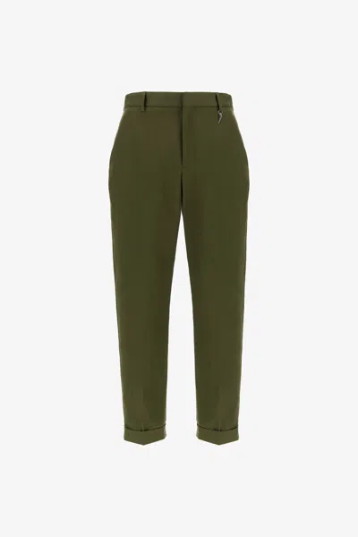 Roberto Cavalli Tailored Slim Pants With Fang In Dark Green