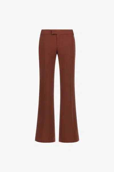 Roberto Cavalli Tailored Trousers With Fang Detail In Brown