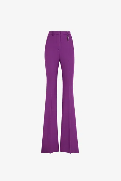 Roberto Cavalli Tailored Trousers With Fangs In Purple
