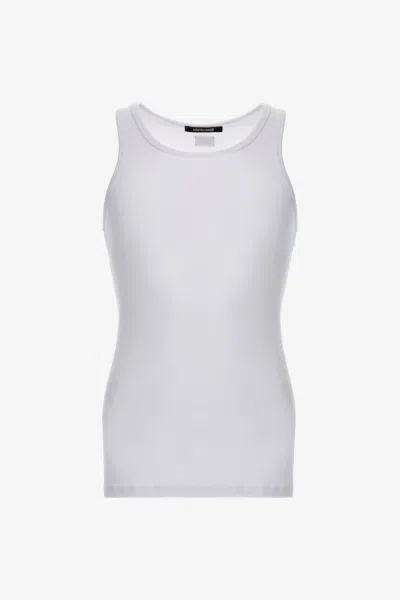 Roberto Cavalli Tank Top With Logo In White