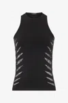 Roberto Cavalli Tank Top With Perforated Zebra Pattern In Black