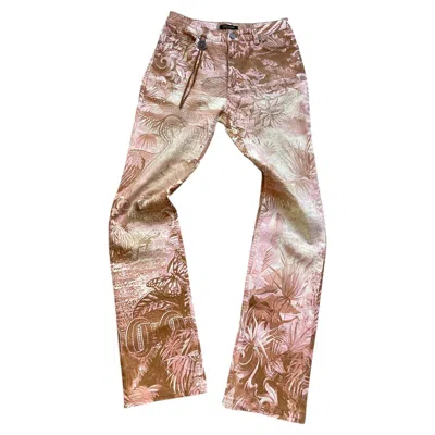 Pre-owned Roberto Cavalli Tapestry Renaissance Fw2001 Denim Pants In Brown