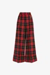 Roberto Cavalli Tartan Wide-leg Wool Trousers In Red