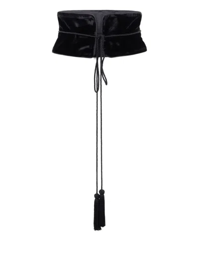 Roberto Cavalli Tassel-details Velvet Belt In Black