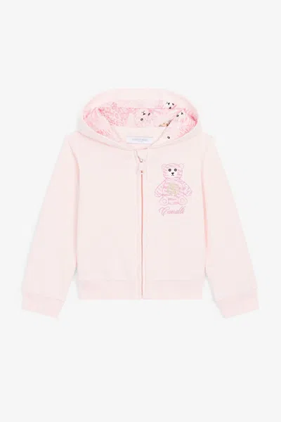 Roberto Cavalli Teddy Bear-embroidered Cotton Hoodie In Pink