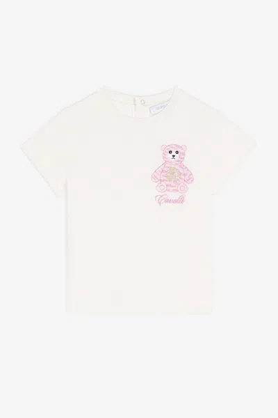 Roberto Cavalli Kids' Teddy Bear-embroidered Cotton T-shirt In White