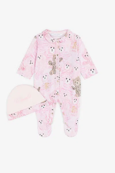 Roberto Cavalli Teddy Bear-print Cotton Babygrow Set In Pink