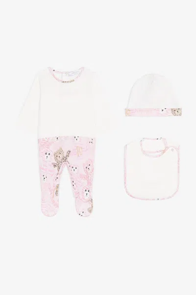 Roberto Cavalli Teddy Bear-print Cotton Babygrow Set In Pink