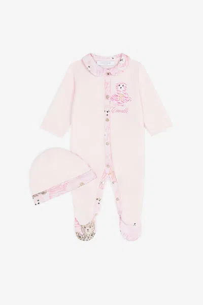 Roberto Cavalli Teddy Bear-print Cotton Babygrow Set In Pink