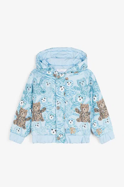 Roberto Cavalli Teddy Bear-print Padded Coat In Light Blue