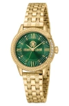 Roberto Cavalli Textured Crystal Bracelet Watch, 30mm In Gold