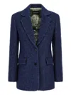 Roberto Cavalli Textured Single-breasted Blazer In Blue