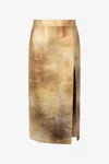 Roberto Cavalli Texturierter Rock Mit Schlitz In Gold